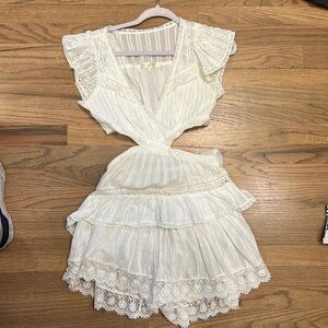 Love shack fancy white mini dress with side cut outs. SIZE XS.